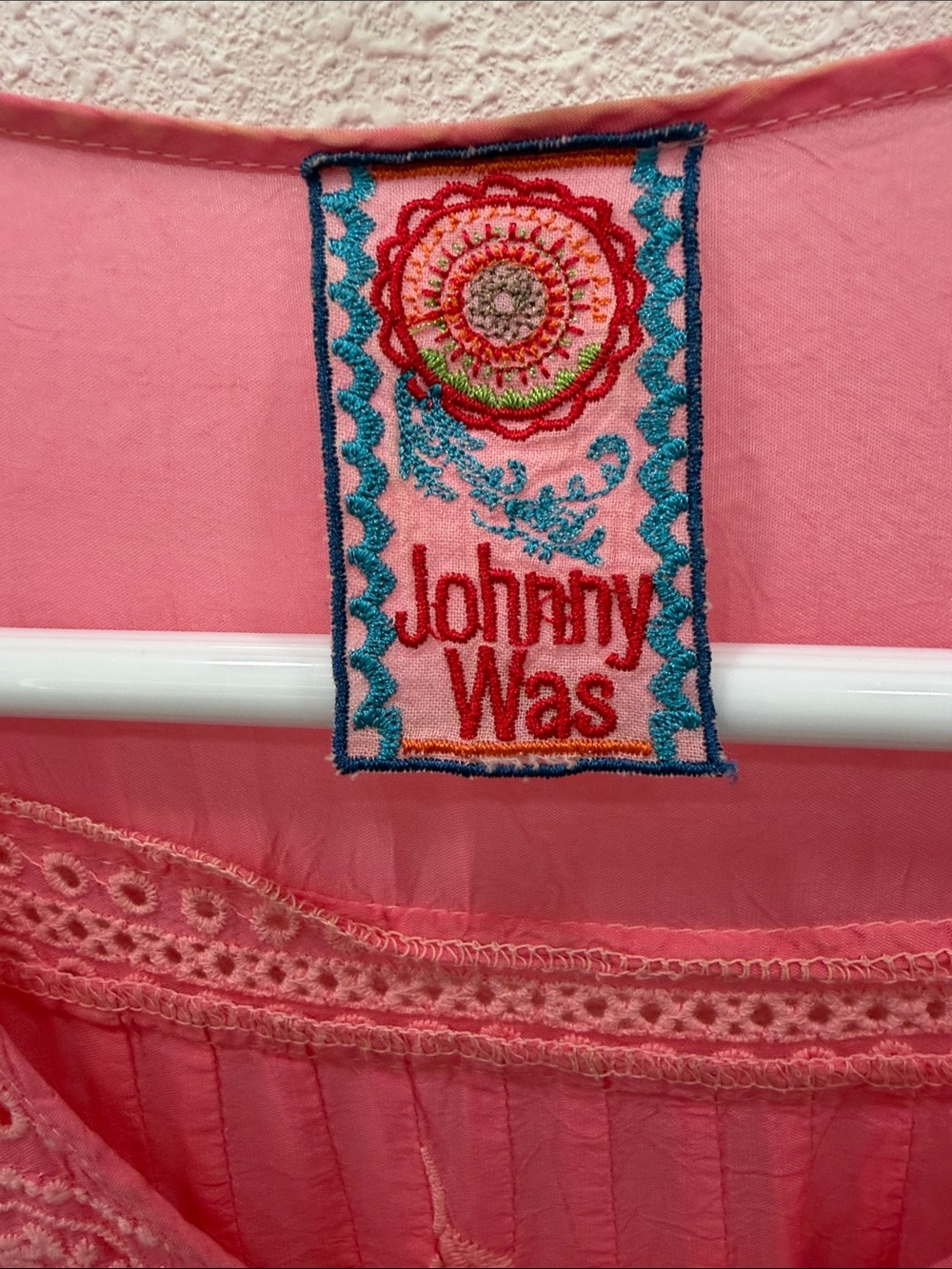 Johnny Was Pink Embroidered Sheet Peasant Tunic - Picture 3 of 5